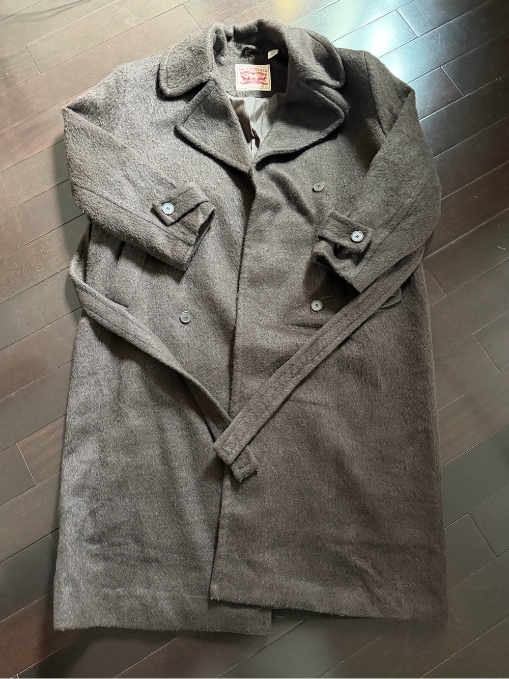 Levi’s Double-Breasted Wool Blend Overcoat - Dark Brown